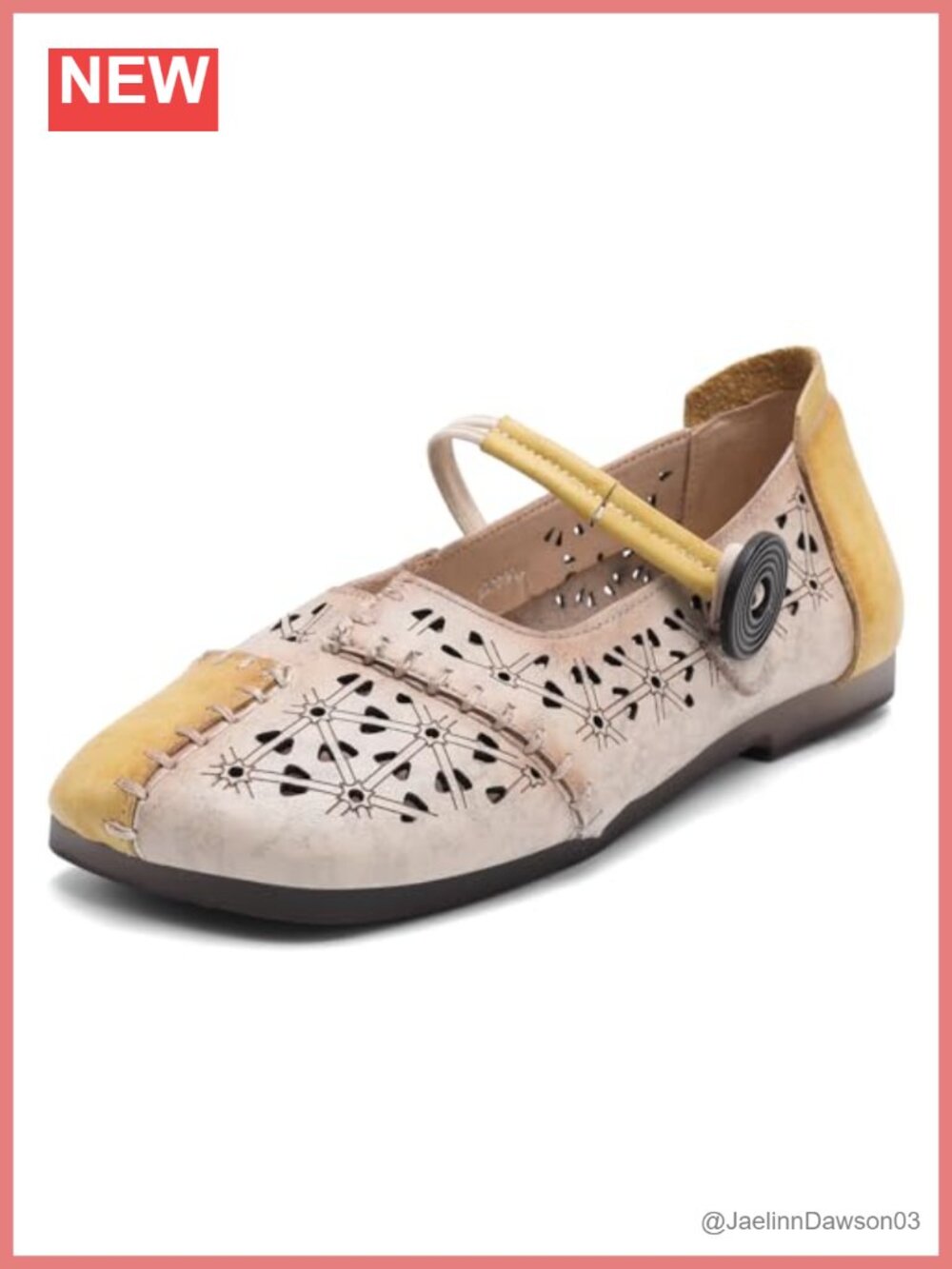 Women's Leather Mary Jane Flats Slip-On Breathable Non-Slip Walking Shoes